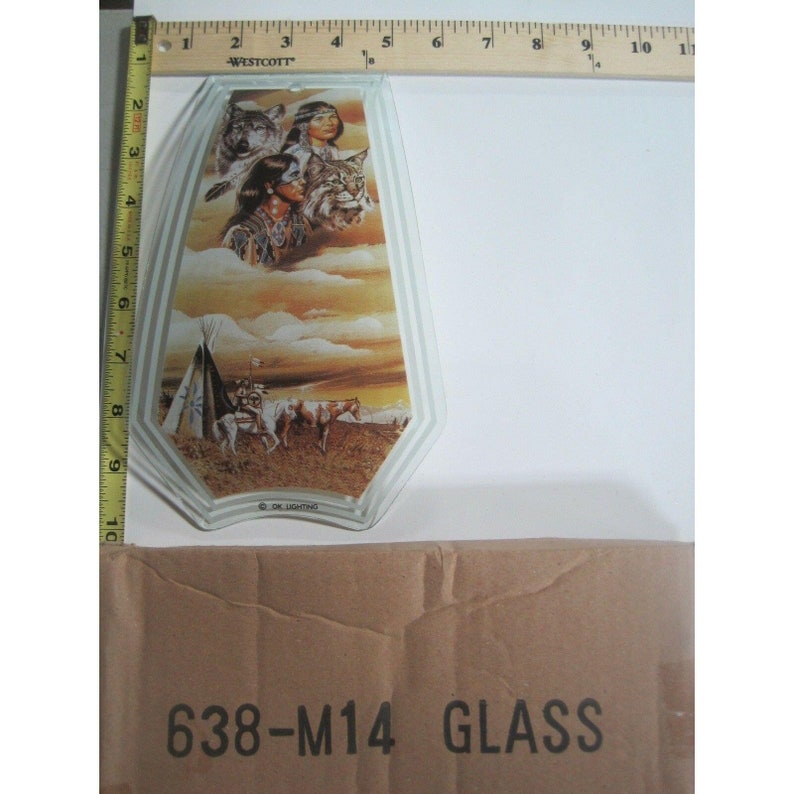 Ok Touch Lamp Replacement Glass Panel Native American Wolf Etsy