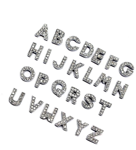 Rhinestone Letter Croc Charm Letters 