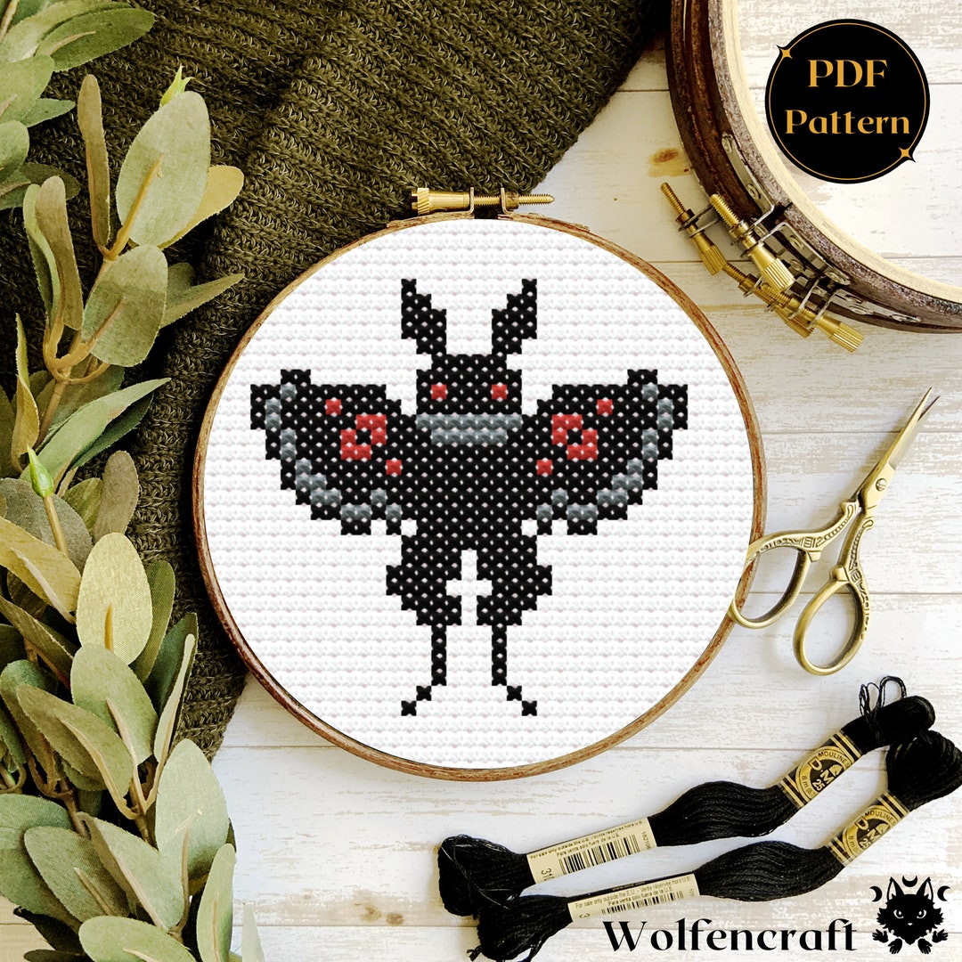 Mothman Cross Stitch Pattern - Beginner Friendly PDF - Cryptid ...