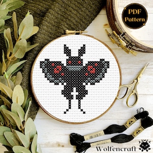 Mothman Cross Stitch Pattern - Beginner Friendly  PDF - Cryptid Collection