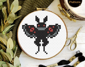 Mothman Kreuzstichmuster - Anfänger freundliches PDF - Cryptid Collection