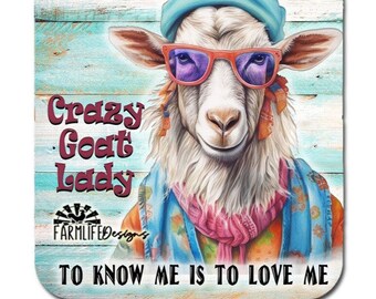 Crazy Goat Lady Magnet, 4"x4.5" aluminum, goat kitchen decor, goat lover magnet, goat lover gift, goats lover decor, kitchen goat design