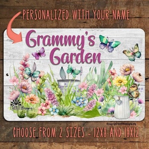 Personalized Garden Sign, customized with your name, indoor outdoor plant decor, flower gardening gift for mom, gift for gardener