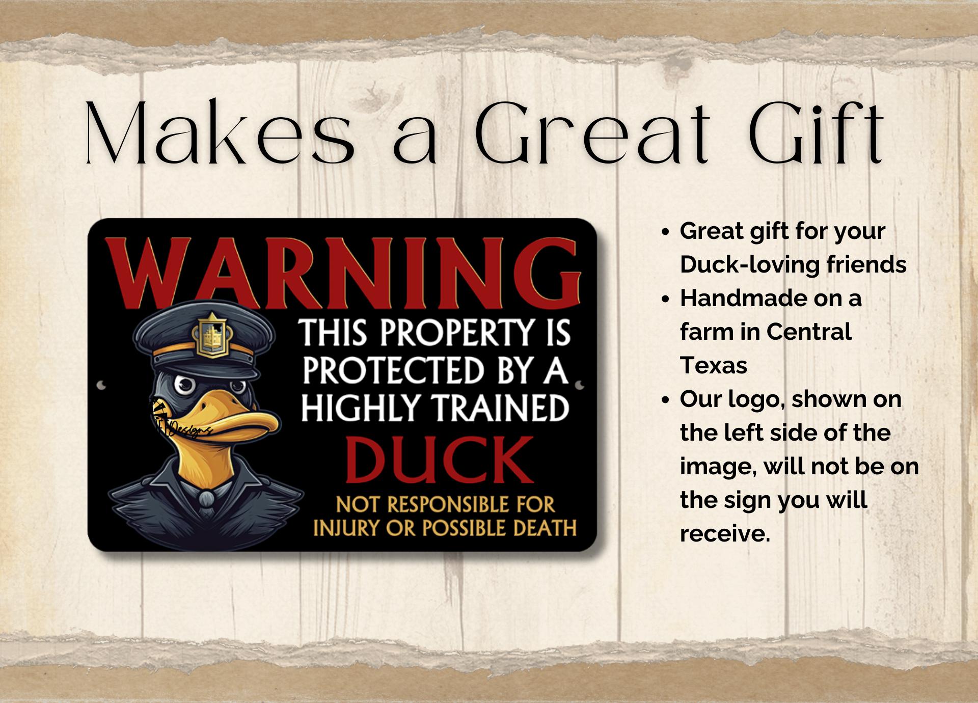 Vintage Metall-Warnschild „This Property Is Protected By A Highly Trained Ducks“ – 30,5 X 20,3 Cm, Witterungsbeständig