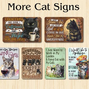 Cat and Coffee Refrigerator Magnet, 4"x4.5" cat drinking coffee, coffee drinker lover magnet, I asked for Coffee, your opinion image 4