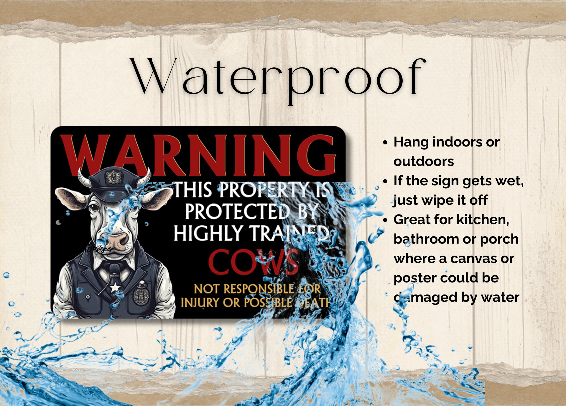 Cow Security Yard Sign, Cow Lover Gift, Funny Metal Sign, Cow Security ...