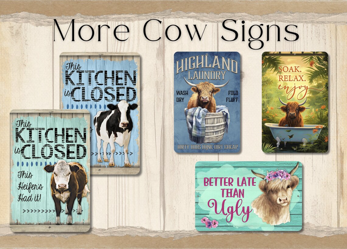 Cow Security Yard Sign, Cow Lover Gift, Funny Metal Sign, Cow Security ...