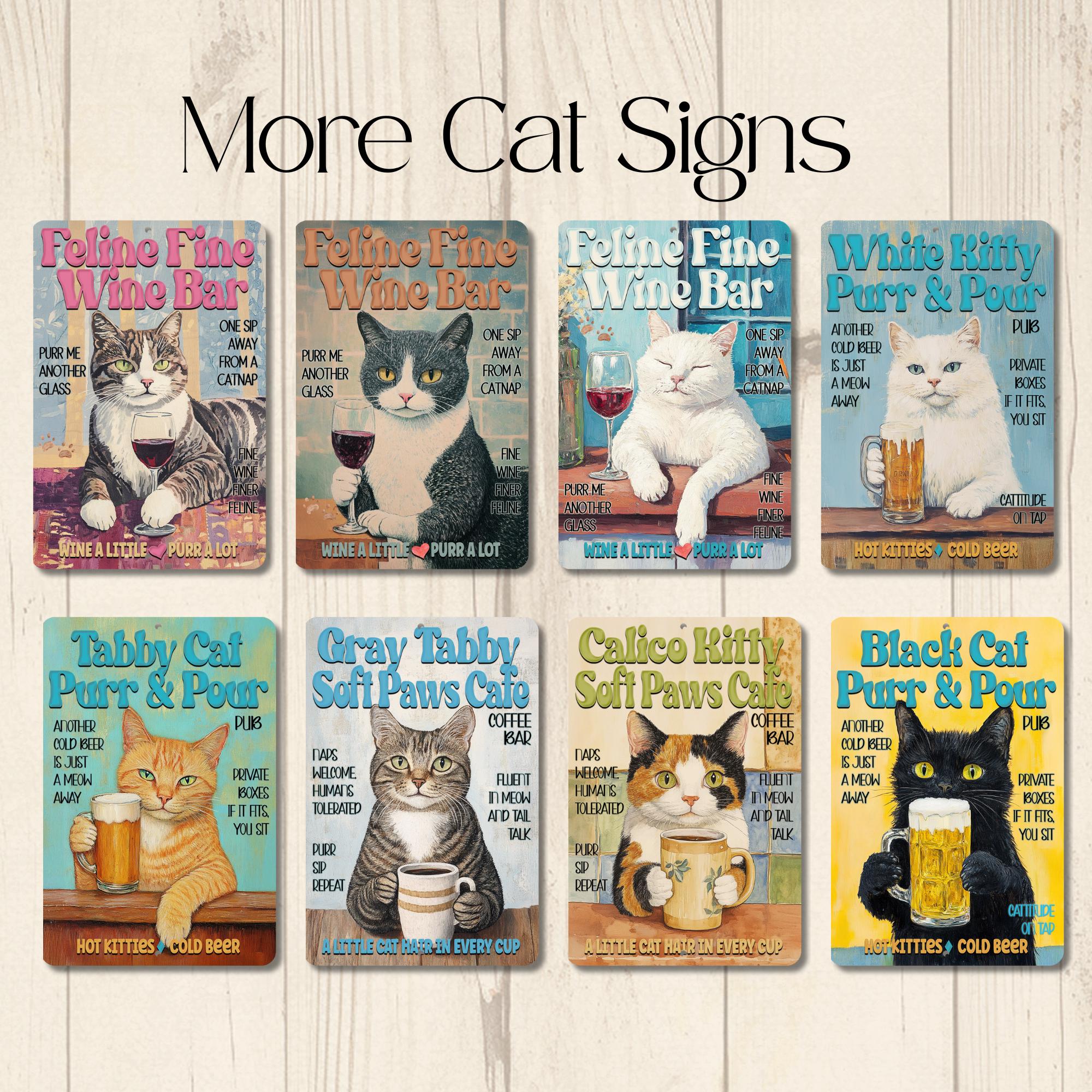 Orange Tabby Cat Beer Bar Sign, Purr & Pour, Kitty Lover Wall Art