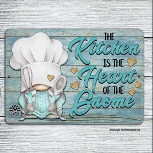 Gnome Kitchen Sign, Heart of the Gnome, home decor, farmhouse style wall art, cooking baking, gift for gnome lover