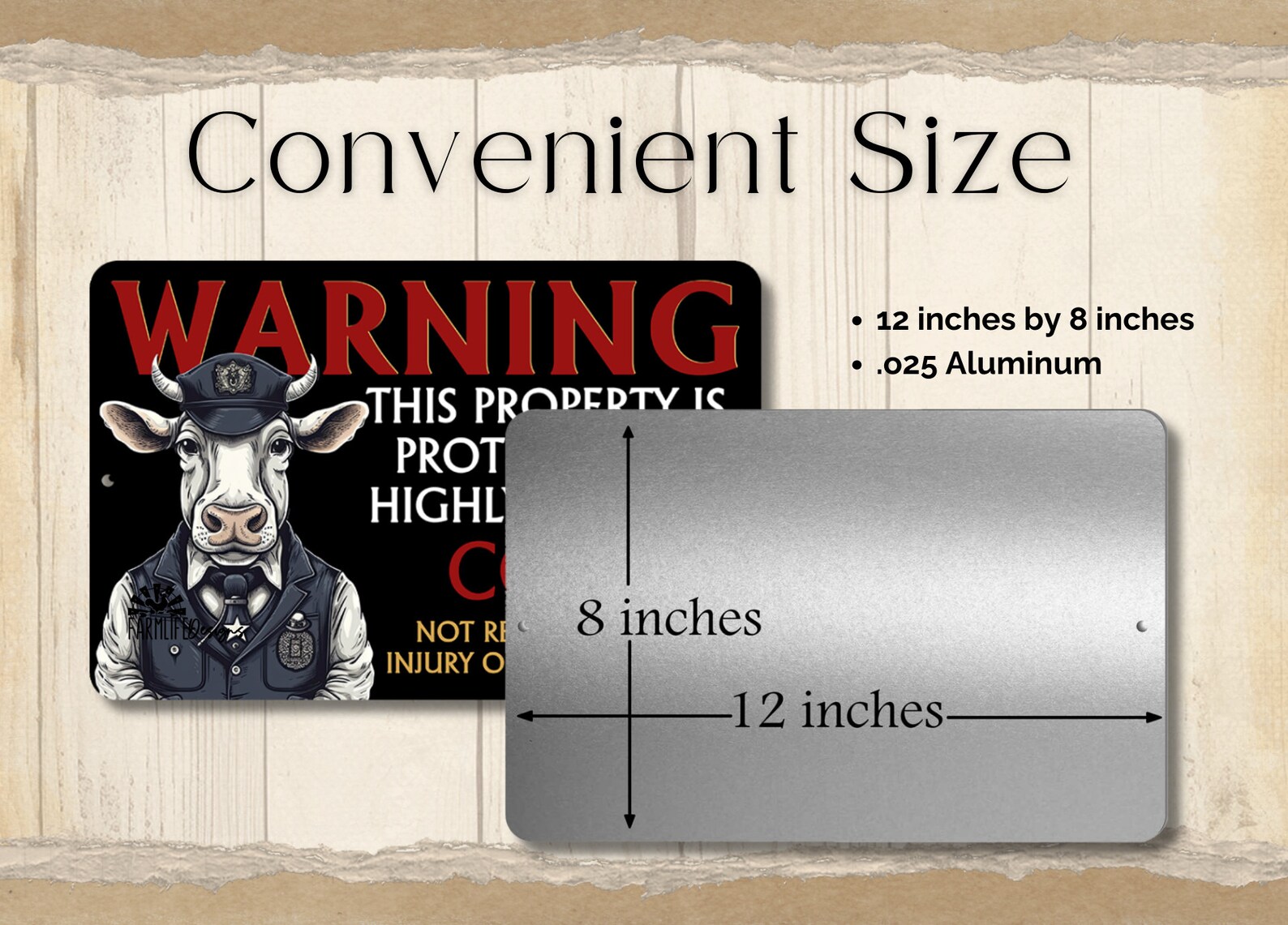 Cow Security Yard Sign, Cow Lover Gift, Funny Metal Sign, Cow Security ...