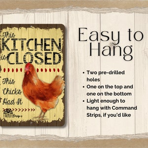 Funny Chicken Kitchen Closed Sign, Chicken Mom Gift, Kitchen Chicken ...