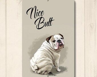 English Bulldog Bathroom Sign, Bull dog Lover Gift, bull dog mom gift, metal dog tin, funny bathroom sign, bath decor, housewarming gift