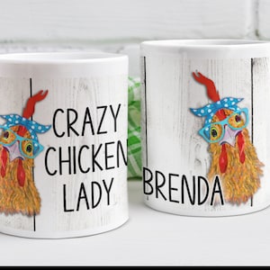 Personalized Crazy Chicken Lady Mug, Your Name, Chicken Lady Gift, Chicken Lover Mug, Chicken Mom Mug, Crazy Chicken Lady Gift, Chicken mug