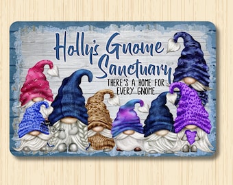 Personalized Gnome Sign, your name, gnome home, customized gnome lover gift, gnome decor, gnome lover sign, gnome sanctuary, gnome lady gift