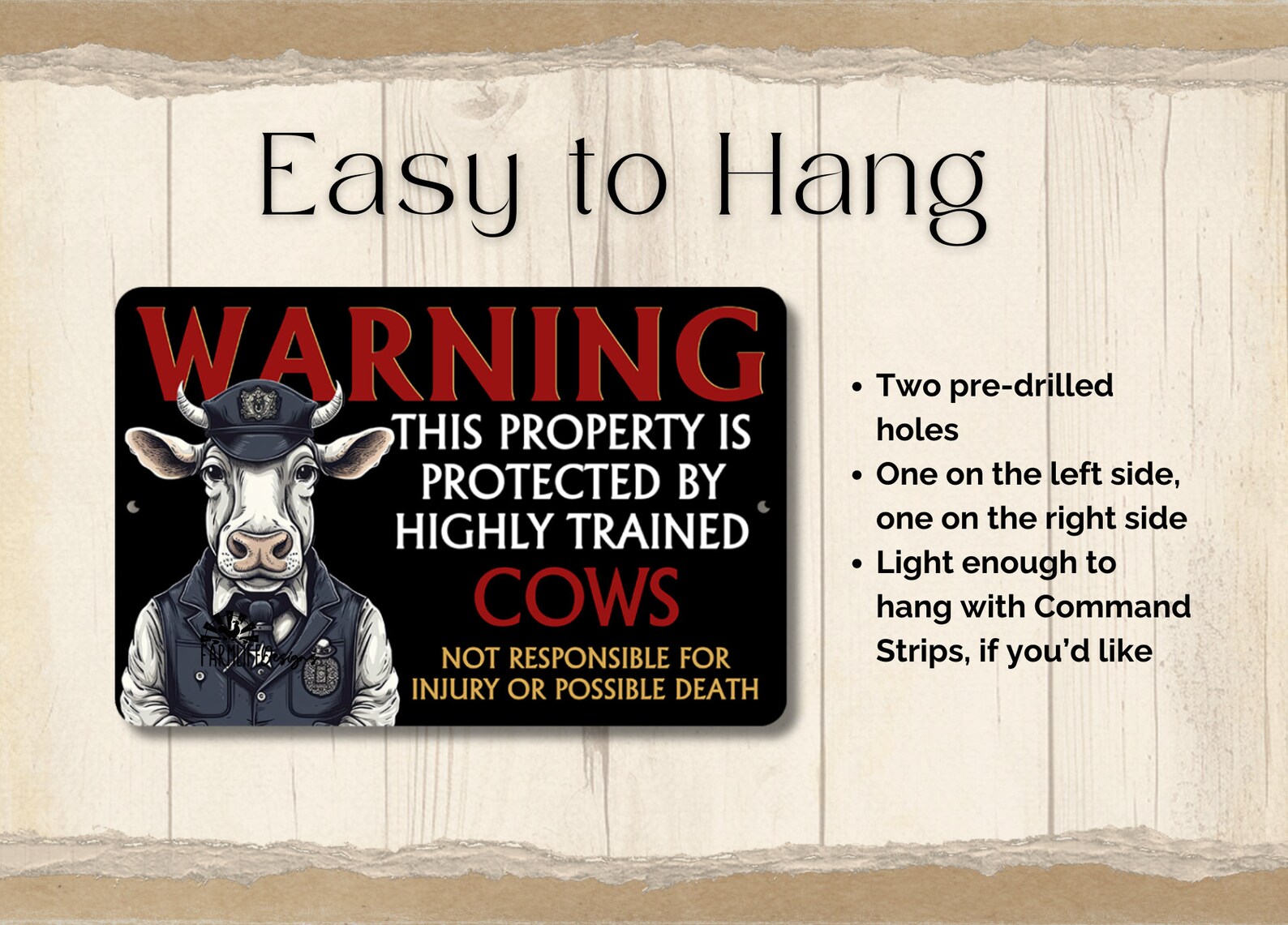 Cow Security Yard Sign, Cow Lover Gift, Funny Metal Sign, Cow Security ...