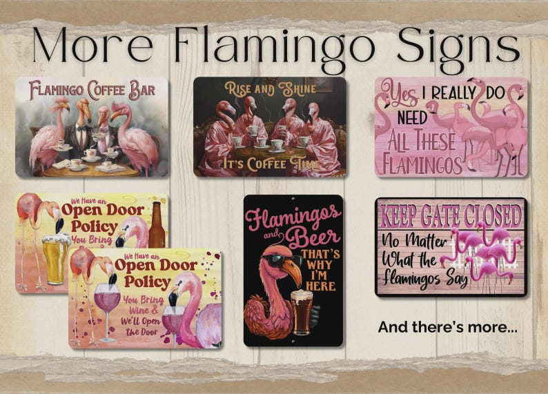 Flamingo sign, Flamingos and Beer, funny man cave sign, metal tin home bar wall art, game room decor, gift for him, flamingo lover gift image 7