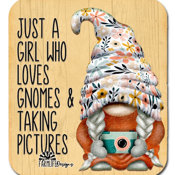 Just a Girl Who Loves Gnomes and Taking Pictures Refrigerator Magnet, 4" stocking stuffer, photographer gnome, camera gnome, gnome magnet