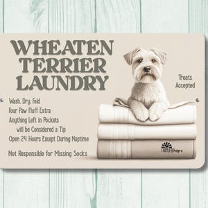 Wheaten Terrier Laundry Room Sign, Wheaty mom gift, housewarming gift, dog metal wall art, funny rules tin plaque decor