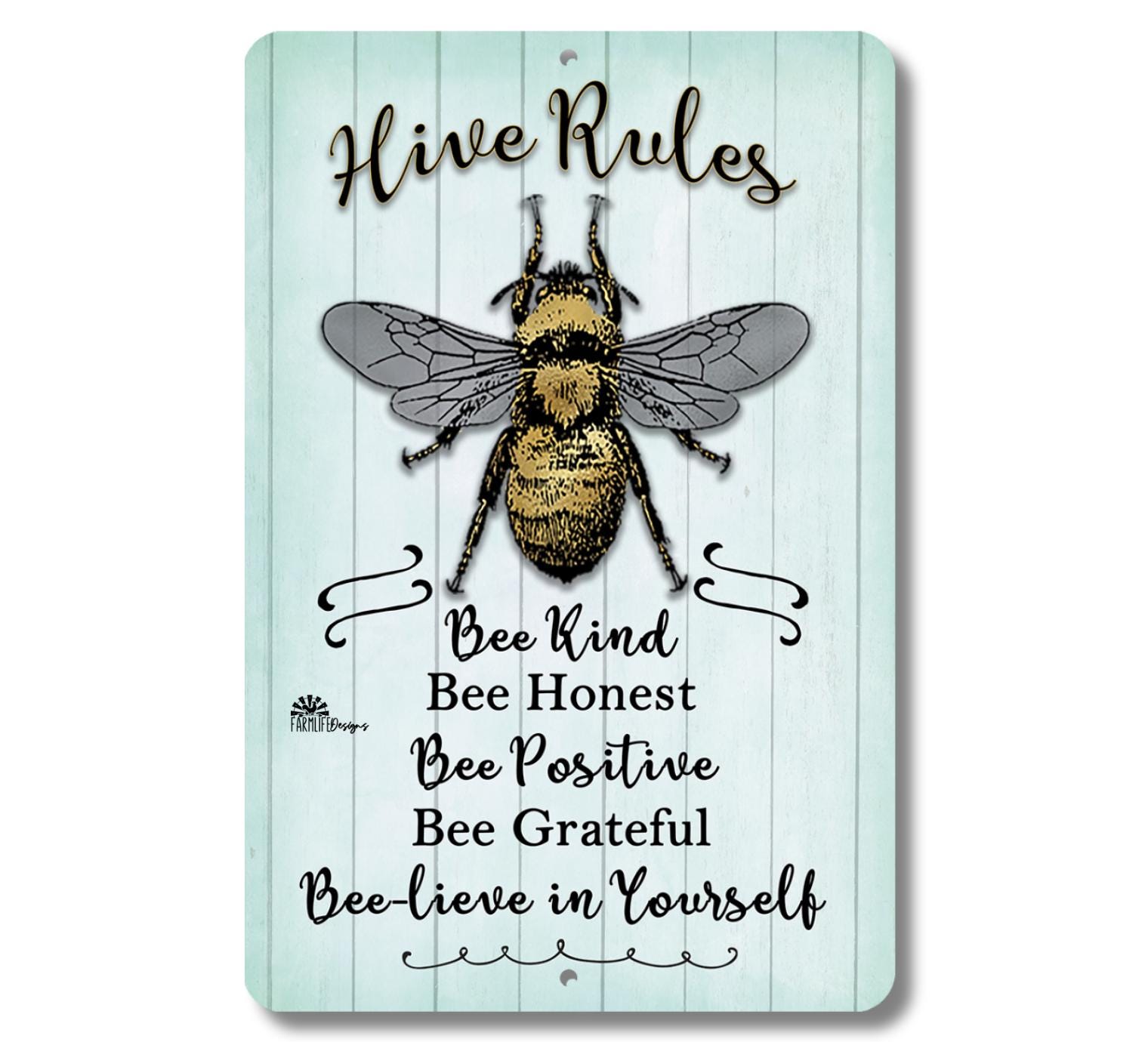 Bee Hive Rules Sign, Farmhouse Gift for Bee Lover, Bumble Bee Wall Art,  Beehive Metal Poster, Bee Kind, Bee Decor, Housewarming Gift - Etsy