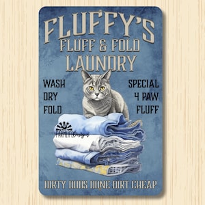 Cat Laundry Sign, cat on pile of folded towels, cat lover gift, cat lover sign, cats sign, cat decor, laundry room sign, laundry room decor