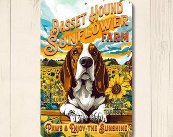 Basset Hound Sunflower Farm Sign, Kitchen Decor, Basset Dog Mom