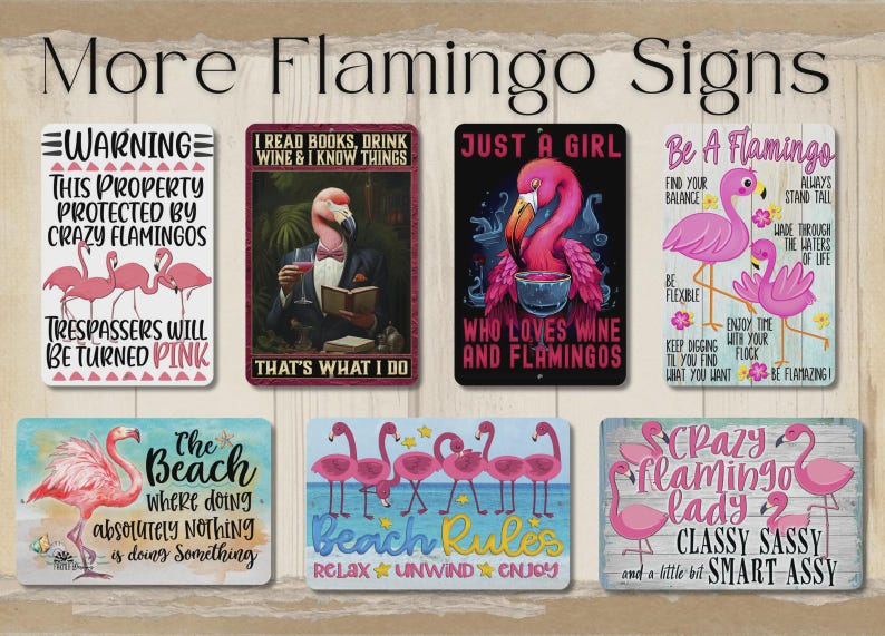 Flamingo sign, Flamingos and Beer, funny man cave sign, metal tin home bar wall art, game room decor, gift for him, flamingo lover gift image 5