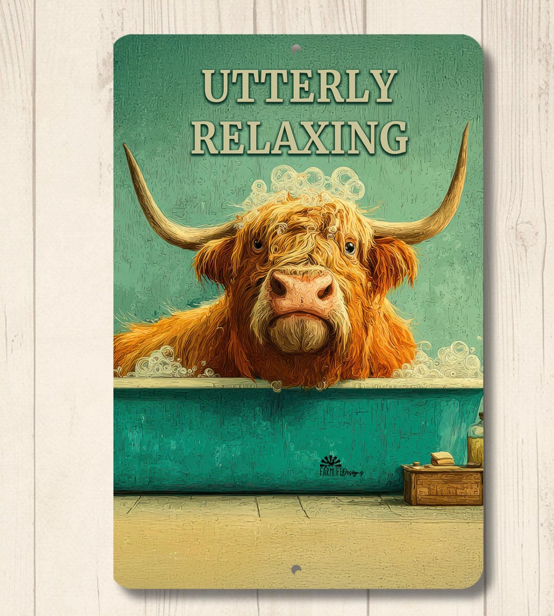 Highland Cow Bathroom Sign Utterly Relaxing Funny Farmhouse Bath Decor ...