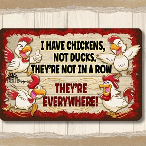 Funny Chicken Sign, Chickens Everywhere chicken lover gift, chicken mama gift chicken metal sign, barnyard metal outdoor art, tin chick sign