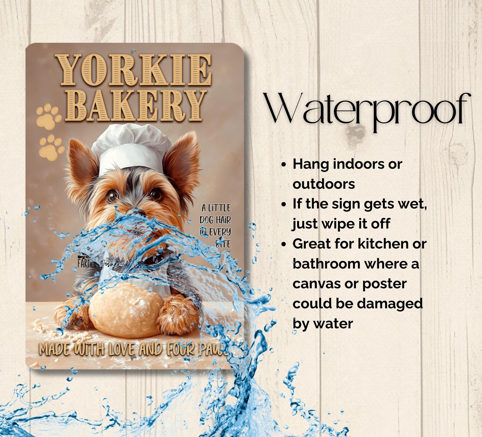 Yorkie Bakery Sign, Funny Metal Tin Wall Art, Yorkshire Terrier Dog ...