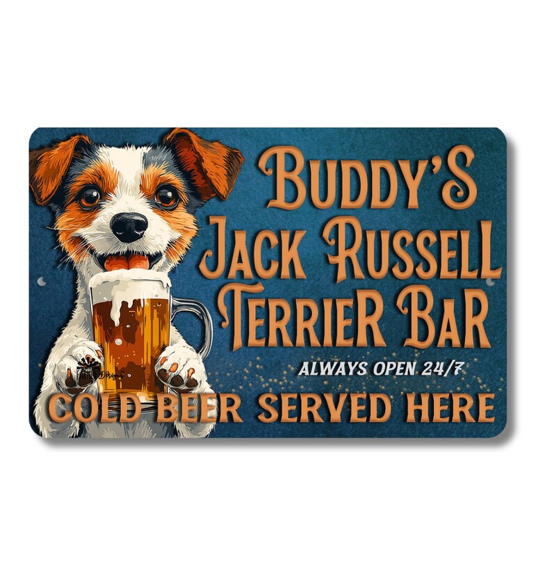 Jack Russell Terrier Custom Bar Sign, Personalized With Your Name, Man ...