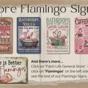 Flamingo sign, Flamingos and Beer, funny man cave sign, metal tin home bar wall art, game room decor, gift for him, flamingo lover gift image 4