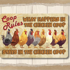 Funny Chicken Coop Rules Sign, chicken dad gift, outdoor chicken yard metal sign, chicken mom gift, funny she shed sign, chicken lover gift