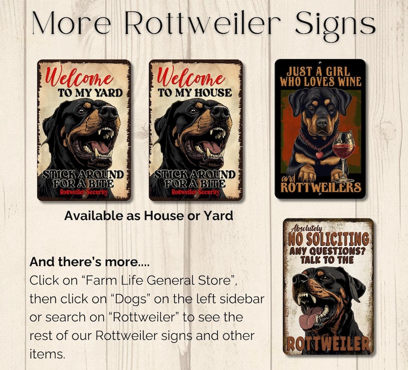 Starting Soon Rottweiler Sign Rottweiler Welcome Sign, House or Yard, Dog Bites Metal Tin Outdoor ...