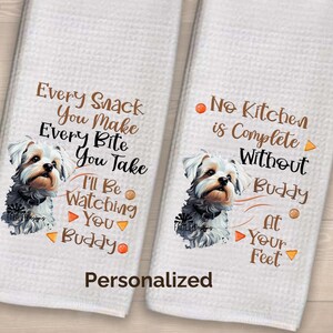 Customized Maltese Dish Towels, dog tea towel, mothers day gift, gift for mom, kitchen decor, every snack you make, maltese mom gift
