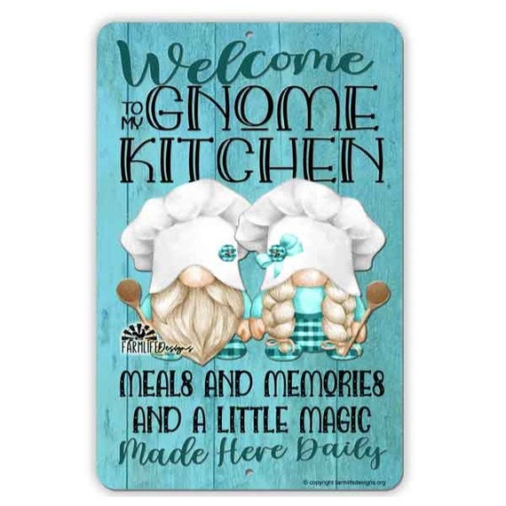 Gnome Kitchen Sign - Meals & Memories, great gnome lover gift, kitchen  gnomes