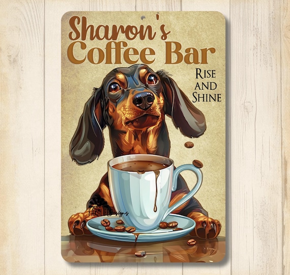 テイ・トウワ　Haircut Museum Against the Coffee Dachshund Personalized Coffee Bar Gift, Wiener Dog Sign