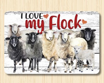 Love My Flock, Sheep Sign, Sheep lover gift, farm decor, barn decor, lamb lover gift, farmer gift, sheep decor, barnyard sign