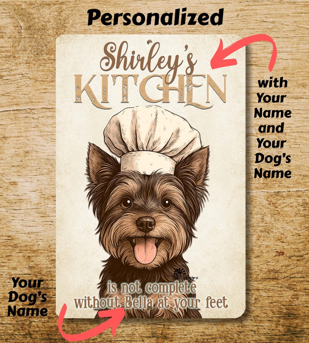 Yorkie Custom Kitchen Sign, Personalized With Your Name & Dog's Name ...