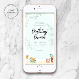 Birthday Brunch Invitation, Breakfast Brunch, Sunday Brunch, Breakfast Birthday, See You There, Digital Invite, Printable, Editable Template