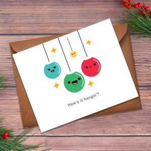 How&#39;s it hangin&#39; - Punny Christmas Card, Cute Christmas Card, Simple Holiday Card, Nerdy Christmas Card, Funny Christmas Card, Printable