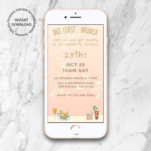 Breakfast Invitation, Brunch Invitation, Sunday Brunch, Breakfast Brunch, Breakfast Birthday, Birthday Invitation, Phone, Editable Template