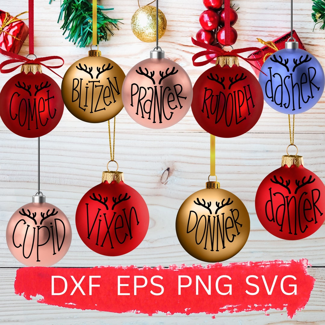 Reindeer Names Christmas Ornaments SVG Christmas SVG Reindeer SVG