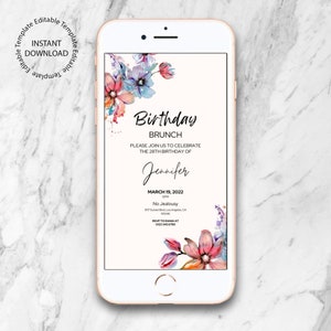 Text Phone invitation, Birthday Brunch Invitation, Electronic Invite, iPhone Birthday Invite, Birthday Invite, Text Message Evite, Digital