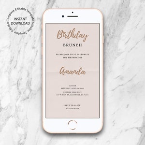 Simple Breakfast Brunch Invitation, Text Message Invite, iPhone Birthday Template, Electronic Invite, eVite, Editable, Birthday Invite