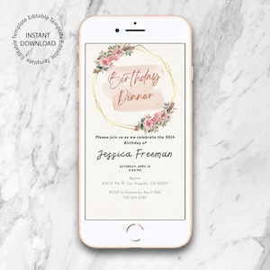 Smartphone Birthday Dinner Invite, Text Invite, Dinner Invitation, Electronic Invite, iPhone Birthday Invite, Birthday Template, Invitation