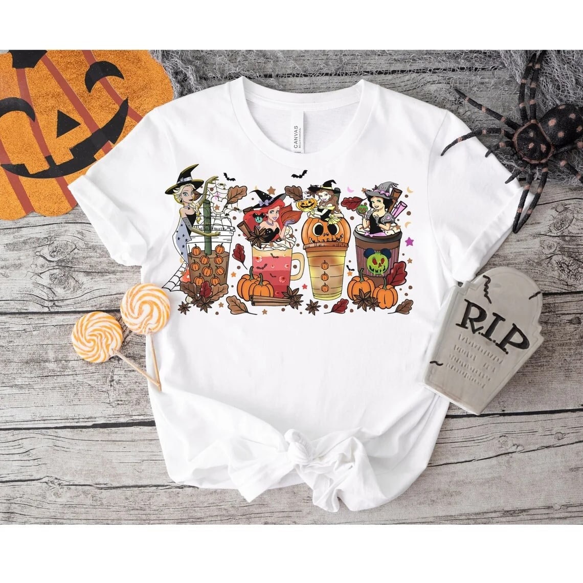 Discover Princess Coffee Latte Halloween Shirt, Disney Princes Halloween Shirt