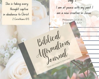 Biblical Affirmations Journal |Bible Reading Plan |Bible Study Journal |Guided Bible Study Journal |Scripture Journal |Bible Study Notes