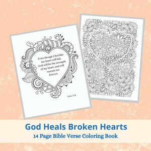 Coloring pages for adults Christian coloring pages God heals broken hearts Bible verse coloring pages coloring book PDF image 4