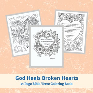 Coloring pages for adults Christian coloring pages God heals broken hearts Bible verse coloring pages coloring book PDF image 7