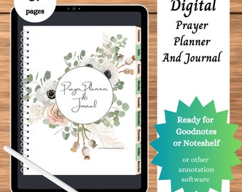 Green 37-Page Prayer Planner & Journal  | Prayer Planner | Prayer Journal | GoodNotes Journal | Digital Planner